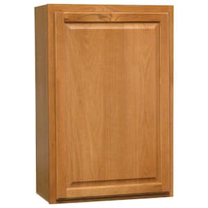 Hampton 24 in. W x 12 in. D x 36 in. H Assembled Wall Kitchen Cabinet in Medium Oak