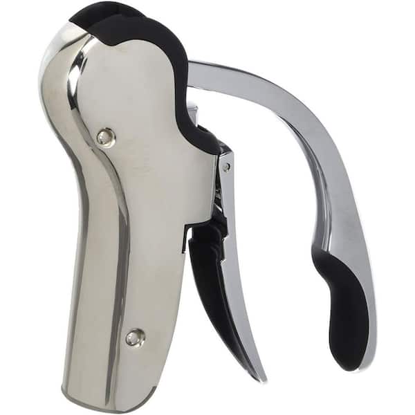 Durable 304 Stainless Steel Vertical Wine Bottle Opener with Foil Cutter and Soft Grip Handle for Gift Giving