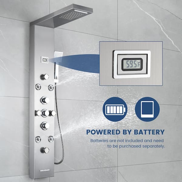AQUA SHOWER H シルバー　エルセラーン AKLFGN 8-Jet Rainfall Shower Tower Shower Panel System with