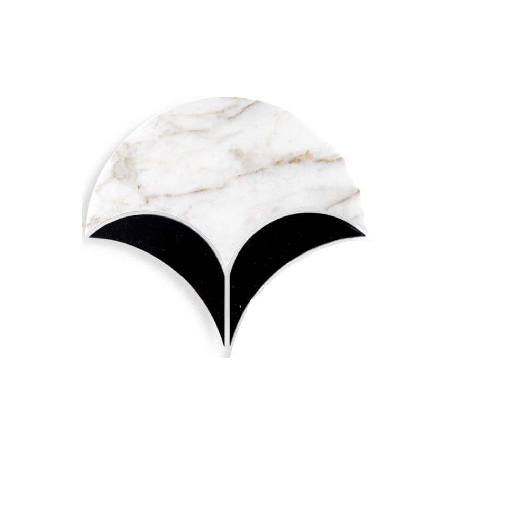 Take Home Tile Sample - Parasol White/Black 4.5 in. x 4.5 in. Fan Polished Calacatta/Nero Marquina/Marble Mosaic price history on PriceWatchPro