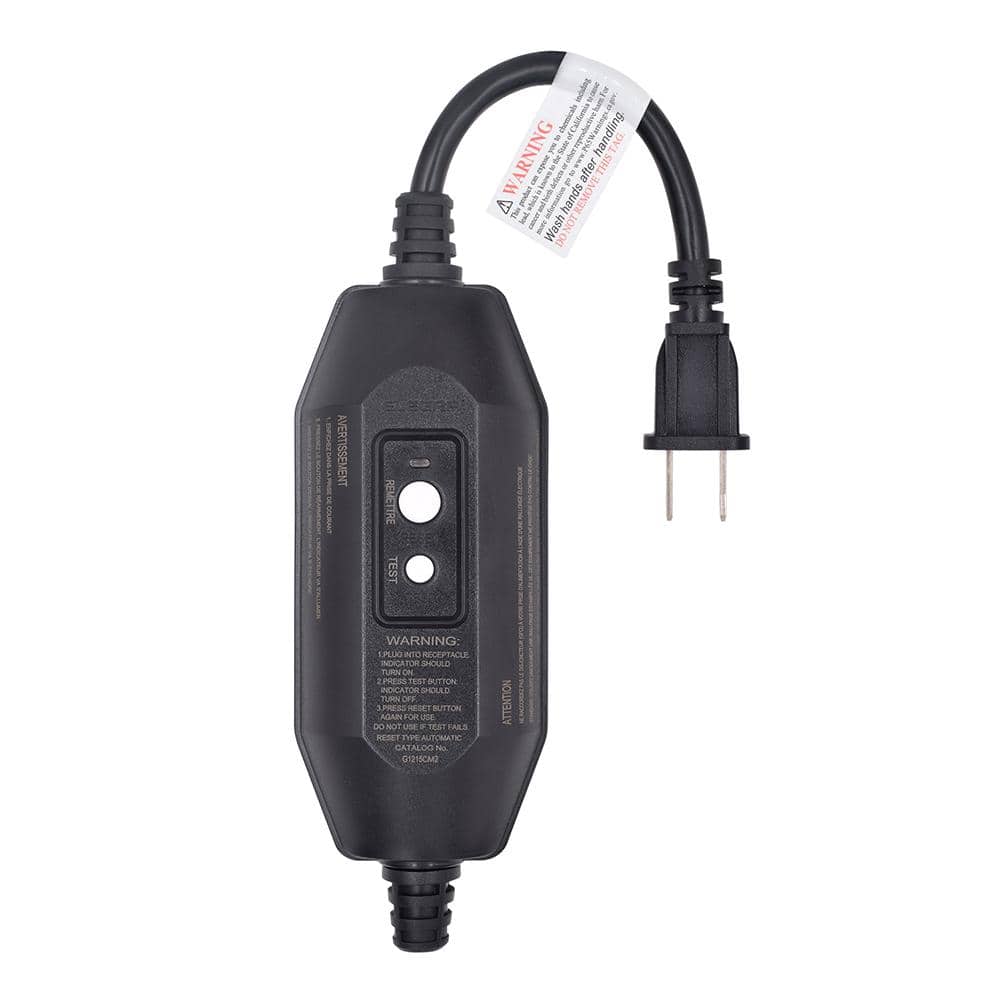 ELEGRP 1 ft. 15 Amp Manual Reset 2 Prong inLine Portable GFCI