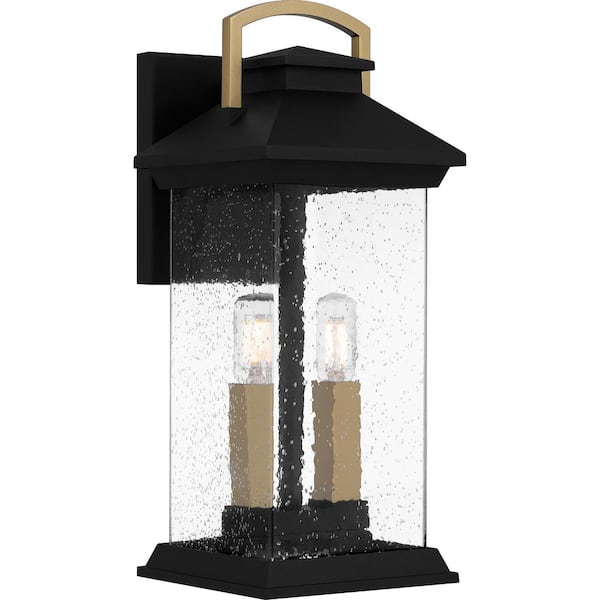 Quoizel Henderson 15.75 in. Earth Black Hardwired Outdoor Wall Lantern Sconce