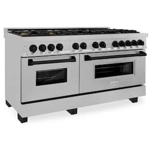 Autograph Edition 60 in. 9 Burner Double Oven Dual Fuel Range in Fingerprint Resistant Stainless Steel and Matte Black