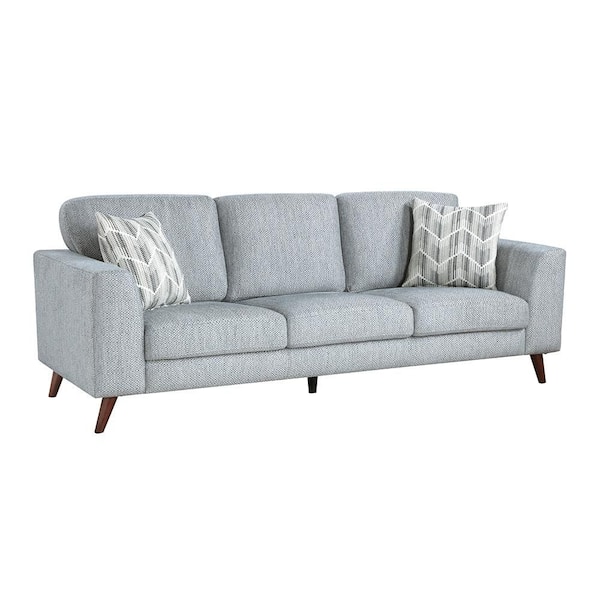 Oberon 87 in. W Straight Arm Chenille Fabric Rectangle Sofa in Blue-Gray