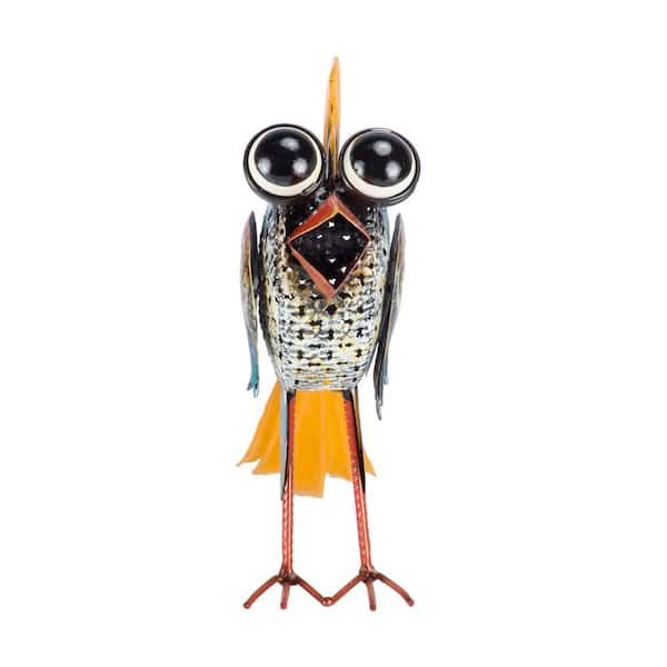 Alpine Corporation 11 in. Tall Outdoor Metal Wide-Eyed Bird