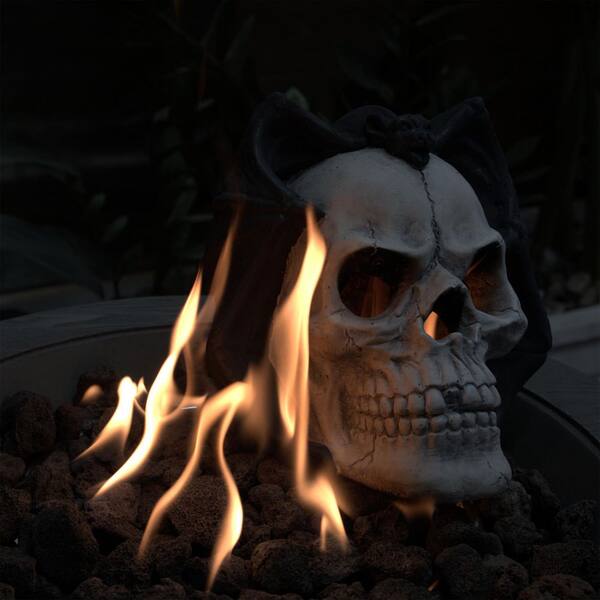 3000°F Outdoor Haunted Flame Skull Log, Fire Pit Demon Propane