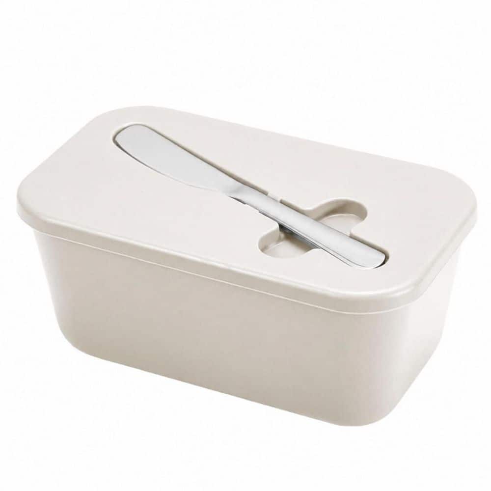 White Butter Dish with Lid and Built-In Storage for Stainless Steel Knife, 6.6 x 3.8 x 2.9 in Countertop price history on PriceWatchPro