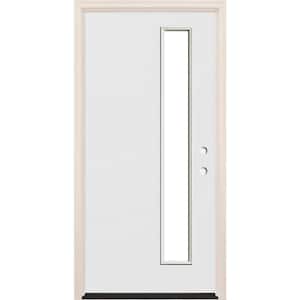 36 in. x 80 in. Left-Hand/Inswing 1 Lite Clear Glass Unfinished Fiberglass Prehung Front Door with 4-9/16 in. Frame