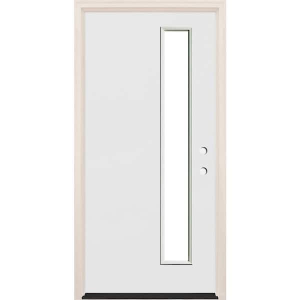 Builders Choice 36 in. x 80 in. Left-Hand/Inswing 1 Lite Clear Glass Unfinished Fiberglass Prehung Front Door with 4-9/16 in. Frame