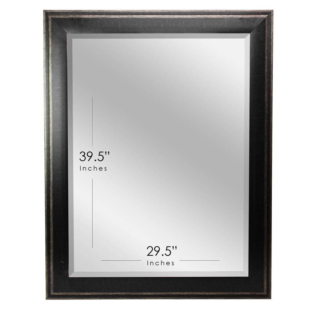 Antique Black Polystyrene Rectangular Wall Mirror, 31.5" x 43.5"