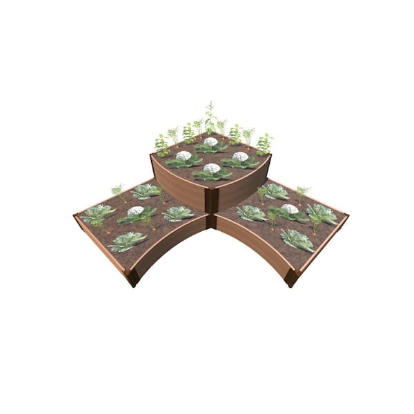 Frame It All 8 ft. x 8 ft. x 27.5 in. Classic Sienna Composite 'Teardrop' - Curved Corner Raised Garden Bed - 1 in. Profile