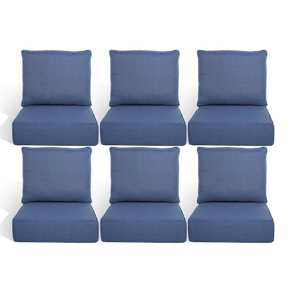 Duraolex 22 in. W x 24 in. D x 6 in. Thick 12-Piece Deep Seating Outdoor Lounge Chair Olefin Cushion, Blue