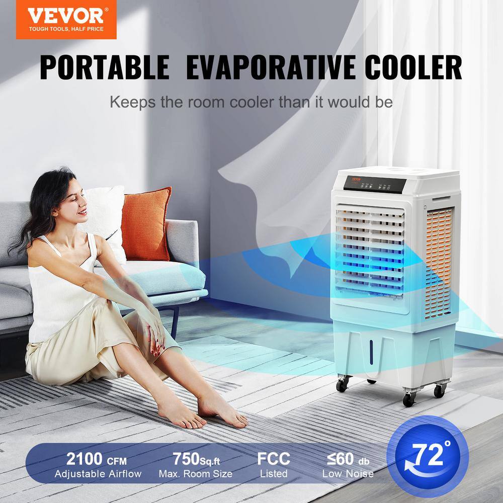 VEVOR 3100 CFM White Portable Evaporative Air Cooler with Remote Control