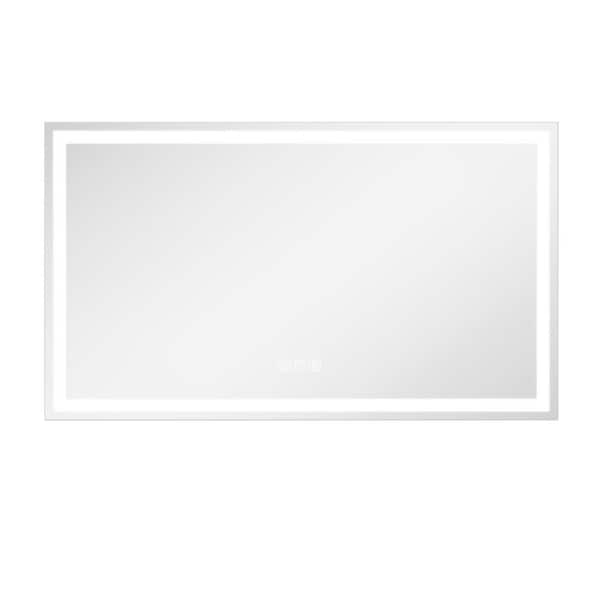 Unbranded 48 in. W x 28 in. H Rectangular Frameless LED Wall Bathroom Vanity Mirror, Tempered Glass