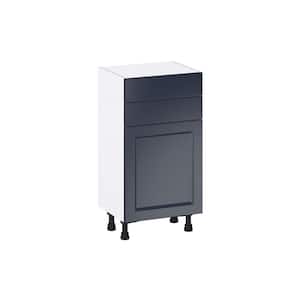 18 in. W x 14 in. D x 34.5 in. H Devon Painted Blue Shaker Assembled Shallow Base Kitchen Cabinet with 2 Drawers