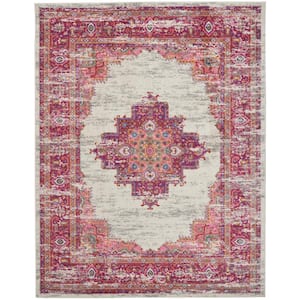 Passion Ivory/Fuchsia 7 ft. x 10 ft. Persian Vintage Area Rug