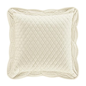 Monica Winter White Polyester 18 in. Square Quilted Decorative Throw Pillow 18 x 18 in.
