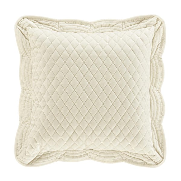 Unbranded Monica Winter White Polyester 18 in. Square Quilted Decorative Throw Pillow 18 x 18 in.