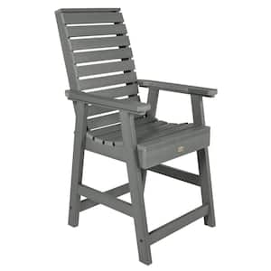 Weatherly Coastal Teak Counter-Height Recycled Plastic Outdoor Dining Arm Chair