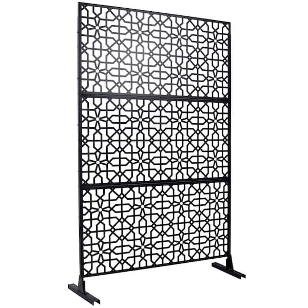 Sudzendf Outdoor and Indoor Freestanding Decorative Privacy Screen Metal Privacy Screen, Fence Panels in Black