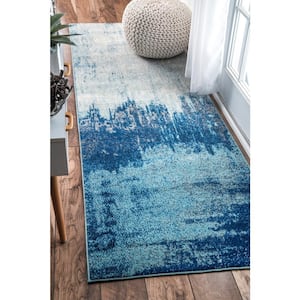 Alayna Abstract Blue 3 ft. x 8 ft. Runner Rug