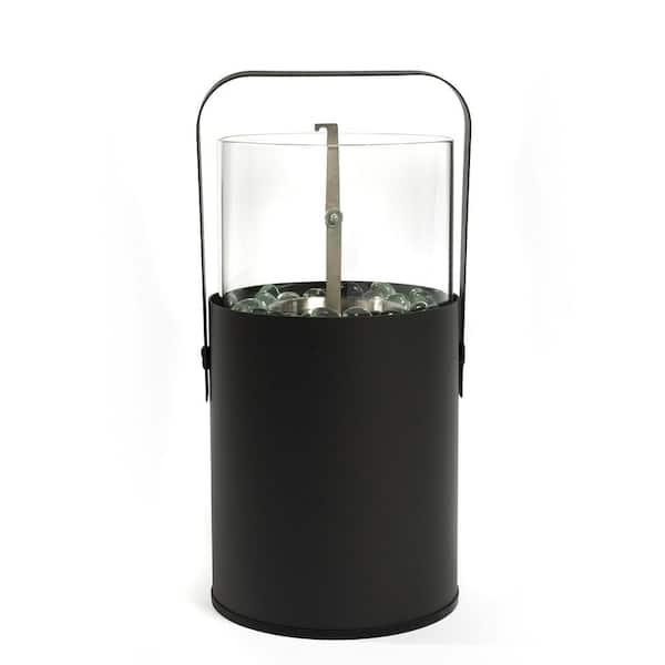 MEOOEM Portable Mini Fire Pit, Tabletop Ethanol Fire Pit, Outdoor Decor Firepit, Stainless Steel Fire Pot w/Glass Beads, Black