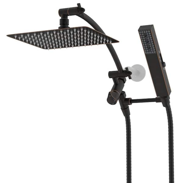 All Metal High Pressure 4-Spray 10 in. Wall Mount Dual Fixed and Handheld Shower Head 1.8 GPM in Oil Rubbed Bronze