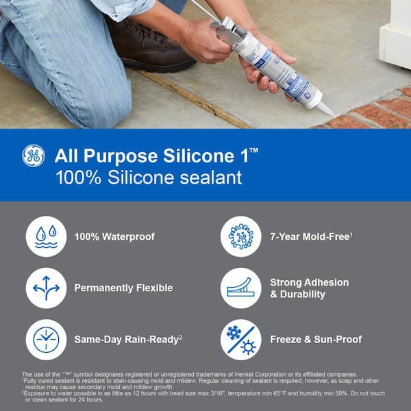 GE Silicone 1 All Purpose 100% Silicone Caulk, 10.1 oz. GE Silicone 1 All Purpose 100% Silicone Caulk, 10.1 oz.