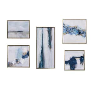 Blue Drift 5-Piece Multi Framed Embellished Canvas Gallery Wall Art Set
