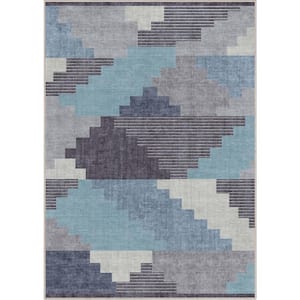 Blue 3 ft. 3 in. x 5 ft. Apollo Portsmouth Southwestern Distressed Pattern Area Rug