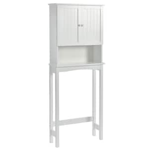 24 in. W x 9 in. D x 62 in. H White MDF Freestanding Linen Cabinet, Over-The-Toilet Bathroom Cabinet with Shelf