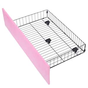 Upholstered Bed Pink Metal Frame Queen Size Platform Bed with 4-Storage Drawers and Headboard, Wooden Slats Support