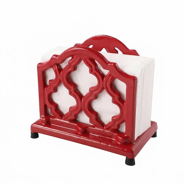 Vintage Red Cast Iron Napkin Holder Organizer for Kitchen, Restaurant, and Home Tabletop Décor