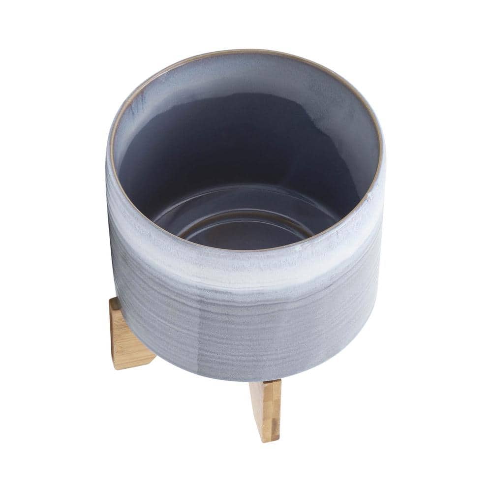 8 in. L x 8 in. W x 10 in. H Blue Indoor/Outdoor Ceramic Planter Individual