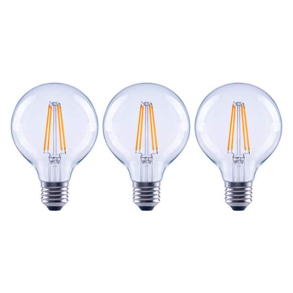 EcoSmart 100- -Watt Equivalent G25 Dimmable Globe Clear Glass Edison Filament LED Light Bulb Soft White (3-Pack)