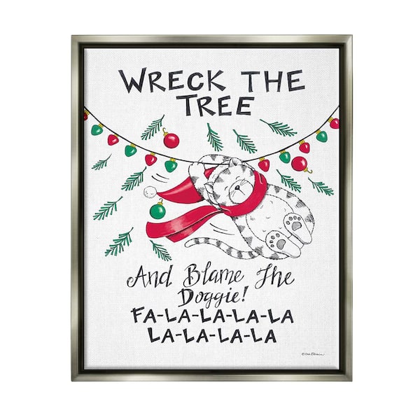 Stupell Industries Funny Pet Christmas Song by Deb Strain 1-Piece Floater Frame Graphic Print Animal Poster Art Print 21 in. x 17 in.