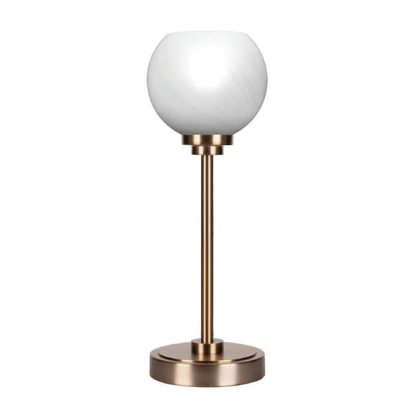 Unbranded Quincy 16.5 in. New Age Brass Accent Lamp with White Marble Glass Shade