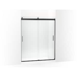 Levity 59.625 in. W x 74 in. H Sliding Frameless Shower Door in Matte Black with Crystal Clear Glass