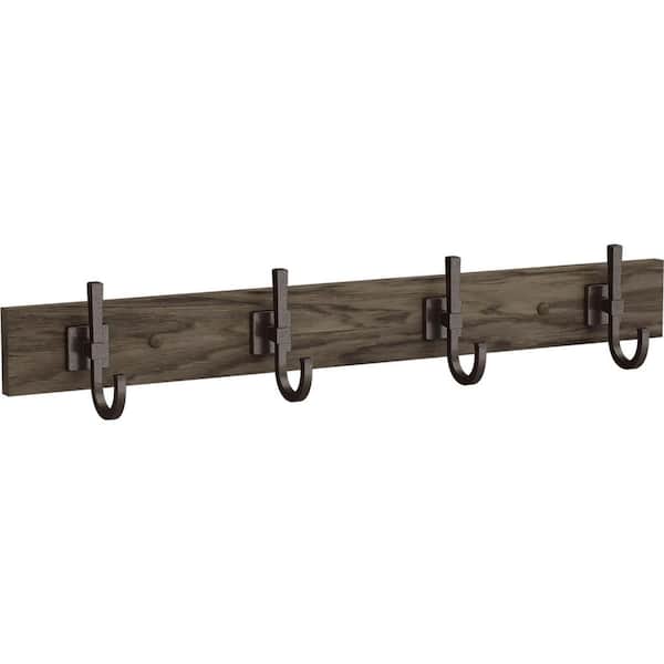 Home Decorators Collection 27 in. L Walnut and Cocoa Bronze Classic Villa Hook Rail