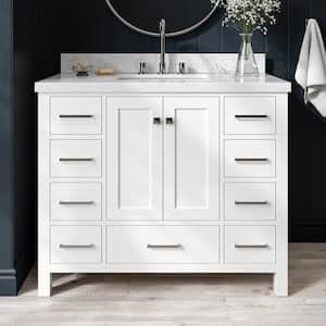 Cambridge 43 in. W x 22 in. D x 36 in. H Bath Vanity in White with Marble Vanity Top in White