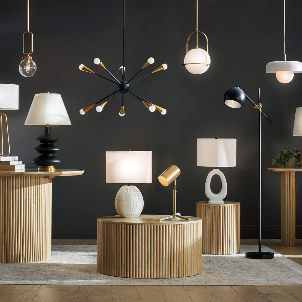 Midnight Black 10-Light Sputnik Chandelier with Brass Accents