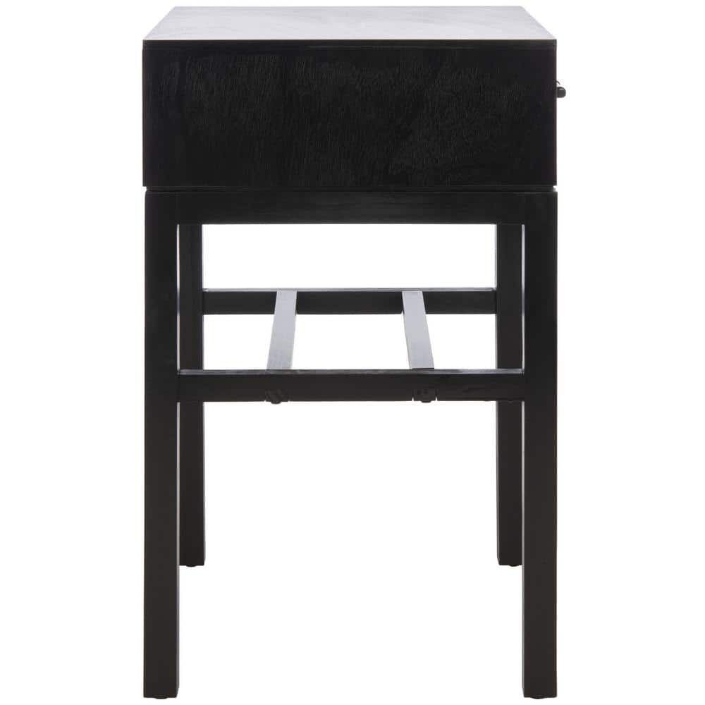 Ajana Black and Greige Wood Metal Accent Table with Storage