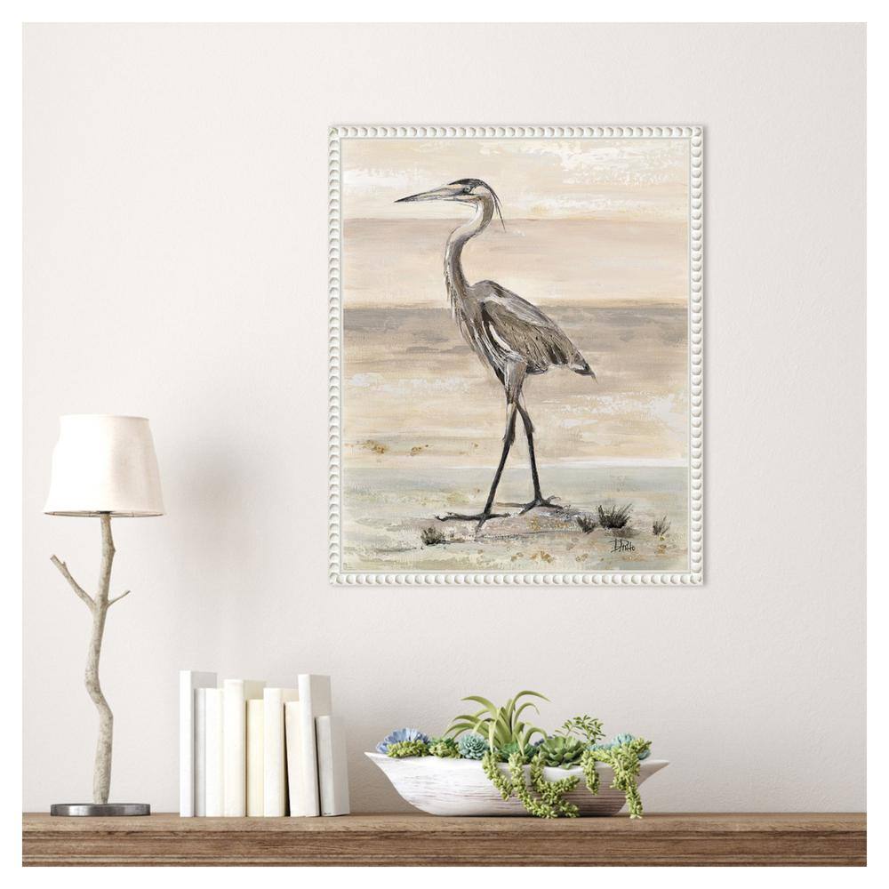 Beaded White Framed Egret Canvas Wall Art 16 x 20-in