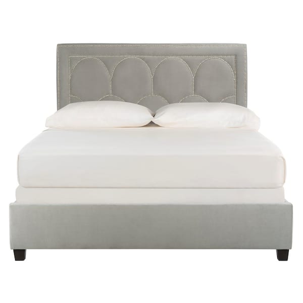 SAFAVIEH Solania Gray Queen Upholstered Bed