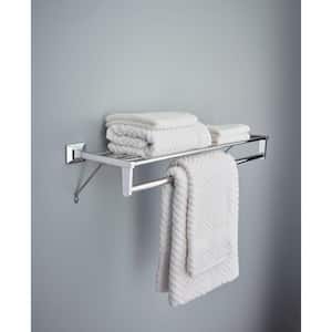 Futura 8 in. W Towel Shelf with Towel Bar in Chrome