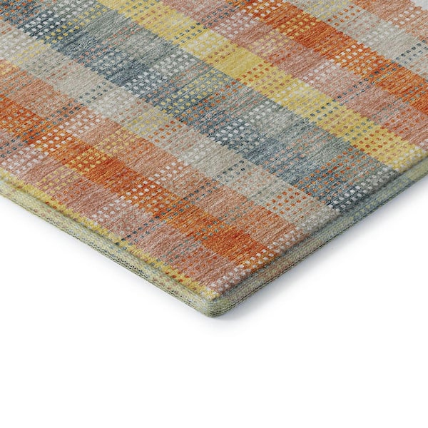 Mayfield Premium Machine Washable Abstract AMF966 Peach 2 ft. 3 in. x 7 ft. 6 in. Runner Rug