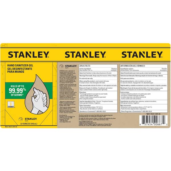 Stanley 32 oz. Hand Sanitizer Gel, Pump Dispenser, Clear