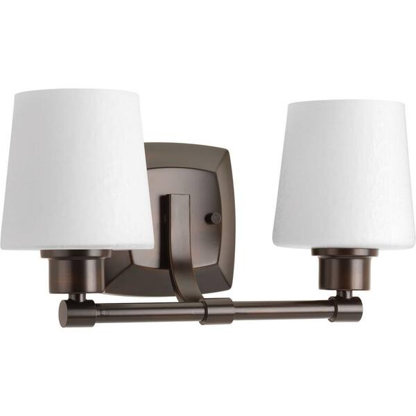 Progress Lighting Glance Collection 2-Light Antique Bronze Bathroom Vanity Light with Glass Shades