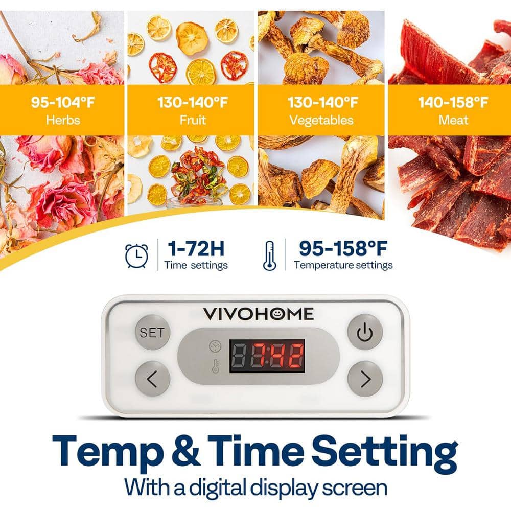 White 5-Tray Electric Food Dehydrator with Digital Timer