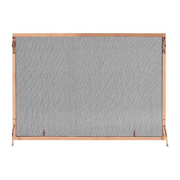 ACHLA DESIGNS 50 in. L Copper 1-Panel Modern Flat Fireplace Screen